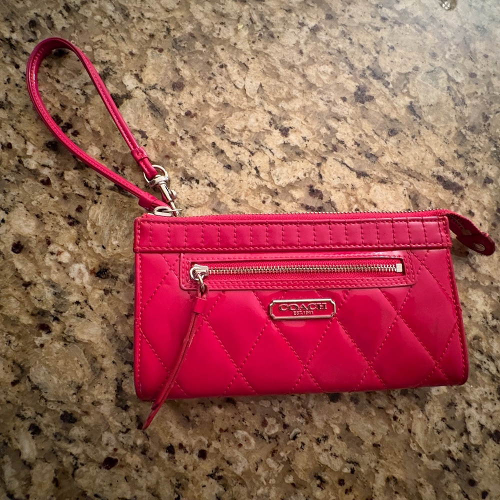 COACH RED POPPY WALLET WRISTLET